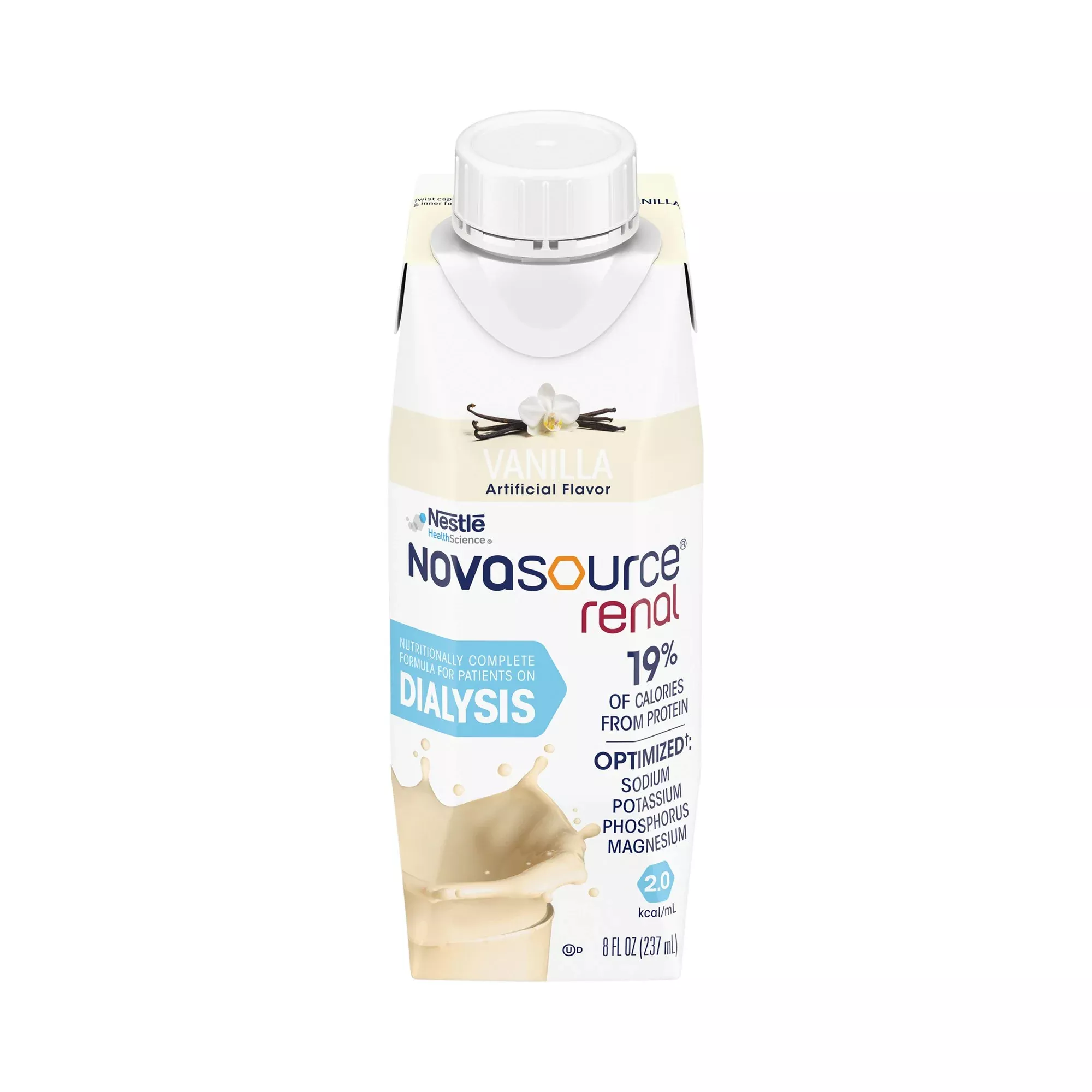 Novasource Renal Vanilla Formula for Patients on Dialysis, 8-ounce carton