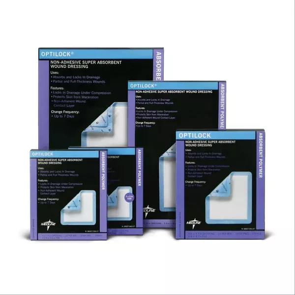 OptiLock Non-Adhesive Super Absorbent Wound Dressing 4'' x 4'' ,10 / pk