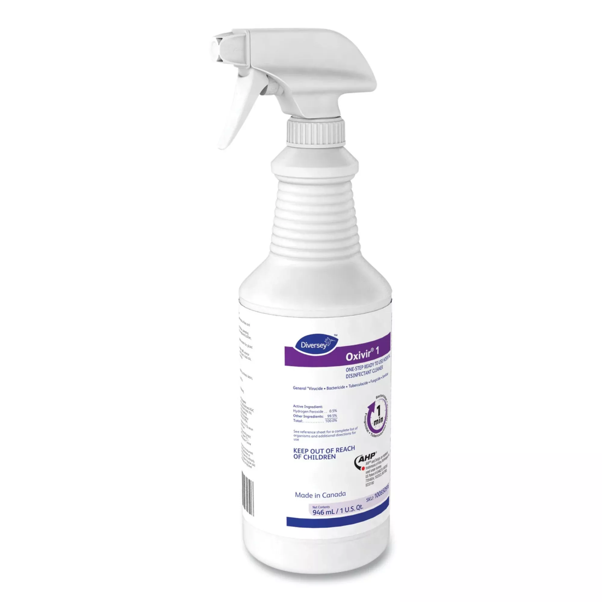 Oxivir 1 RTU Surface Disinfectant Cleaner, Spray Bottle, 1 qt.