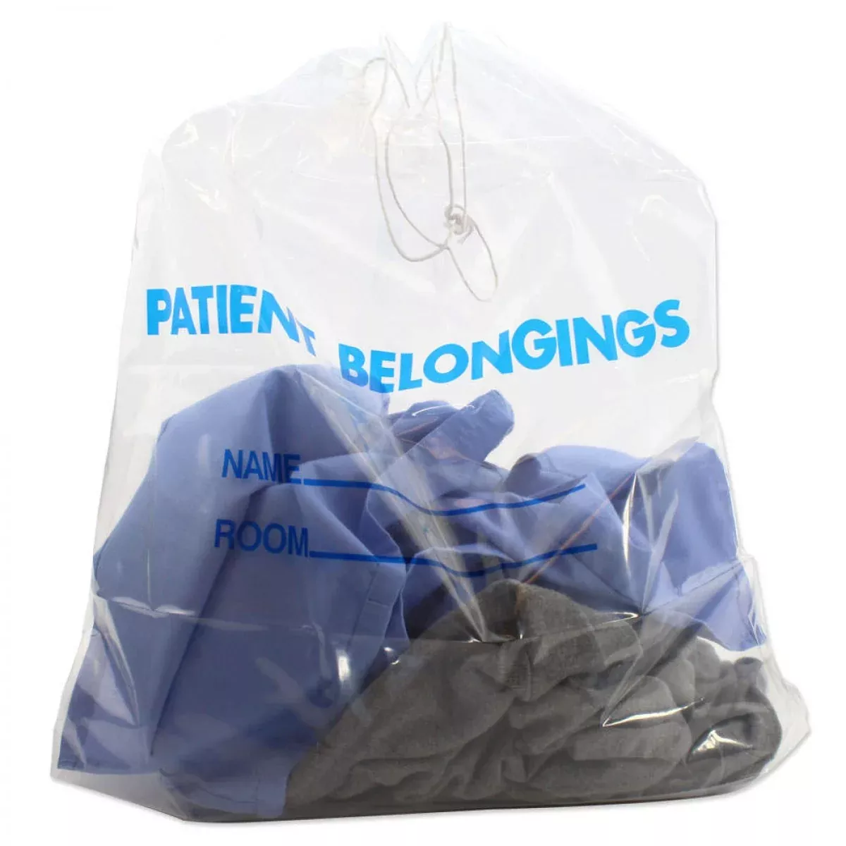Patient Belongings Bag Drawstring Clear Plastic 20" X 20" X 4" - 250 Per Case