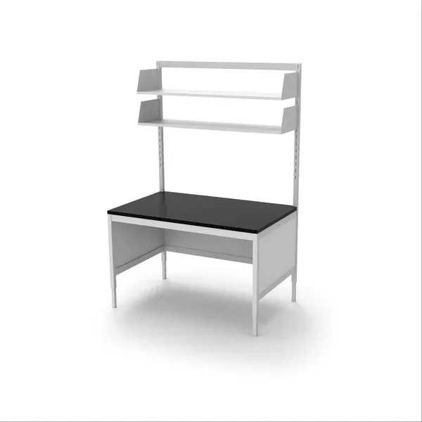 Phenolic Lab Workstations with Shelves & Open Base & Rear Panels 36"W x 24"D x 26"-36"H ,1 Each