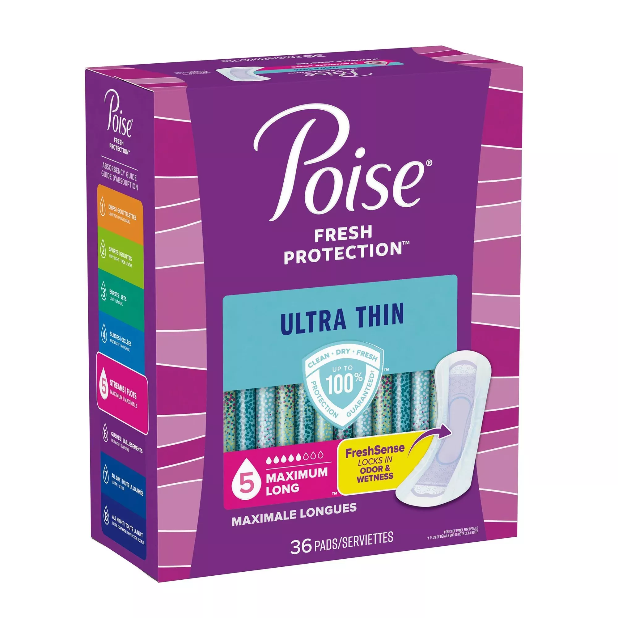Poise Fresh Protection™ Ultra Thin Pads, Maximum Long