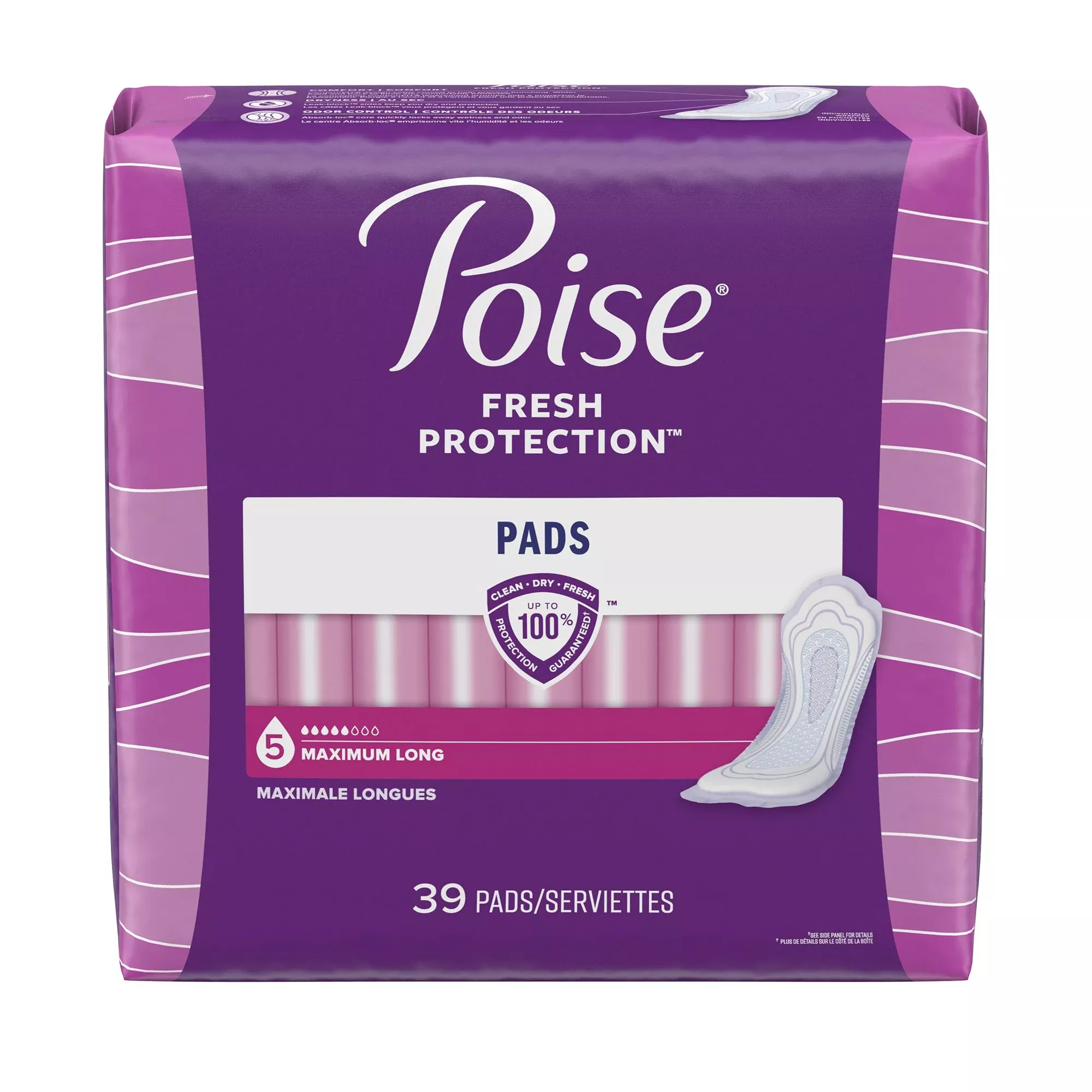 Poise Maximum Absorbency Bladder Control Pad, Long Length