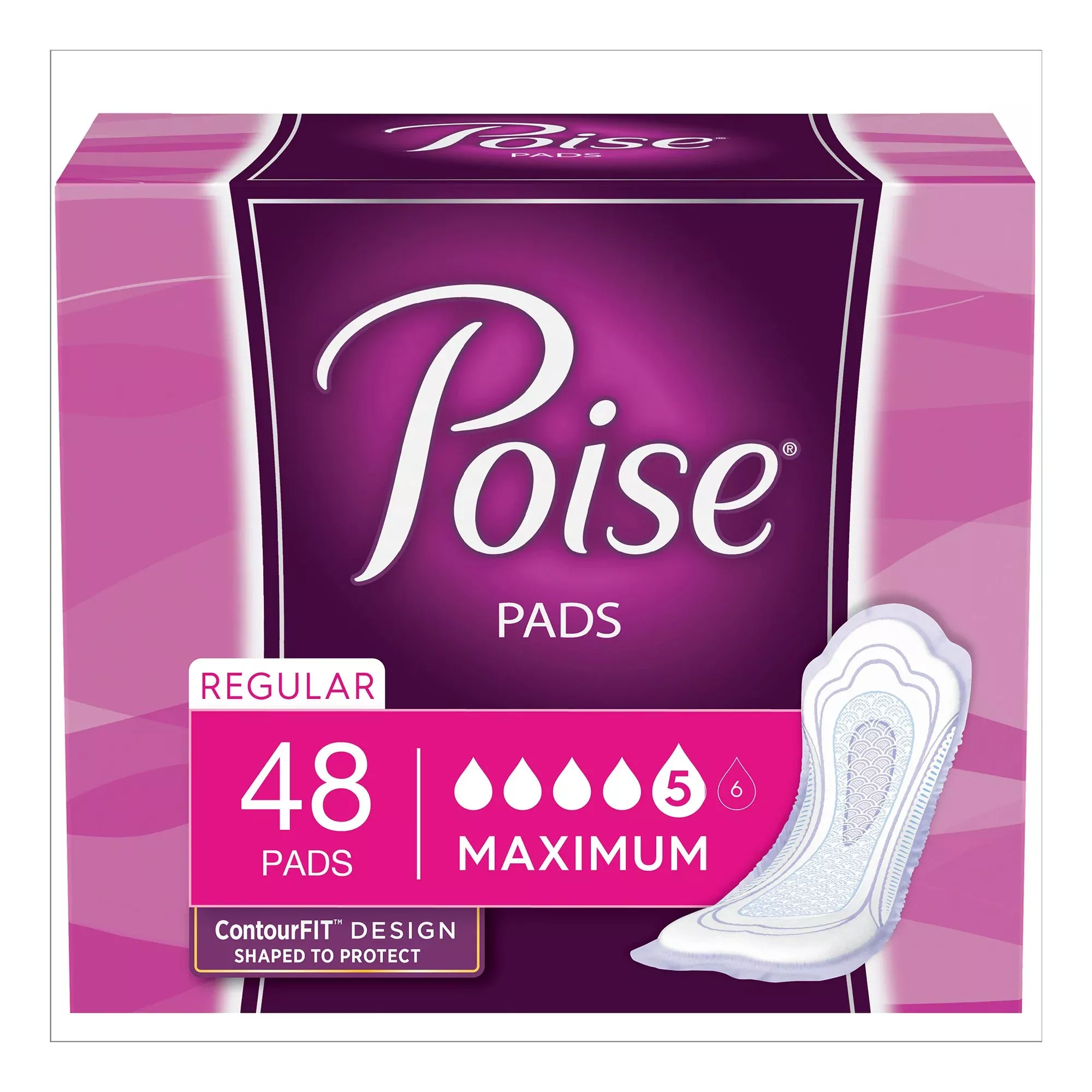 Poise Maximum Absorbency Bladder Control Pad, Regular Length