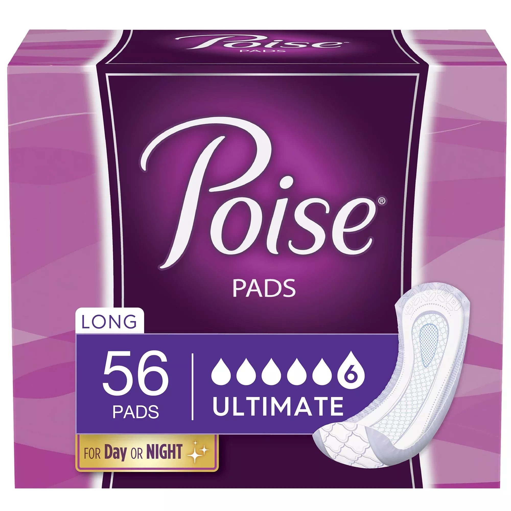 Poise Ultimate Day and Night Bladder Control Pad, Long Length