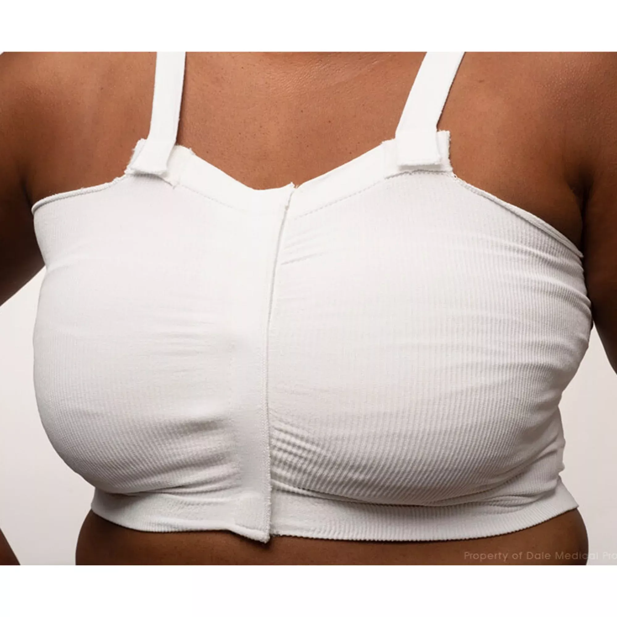 Post-Surgical Bra Dale 34 to 36 Inch Chest Medium White Front Hook and Loop Closure Detachable Straps
