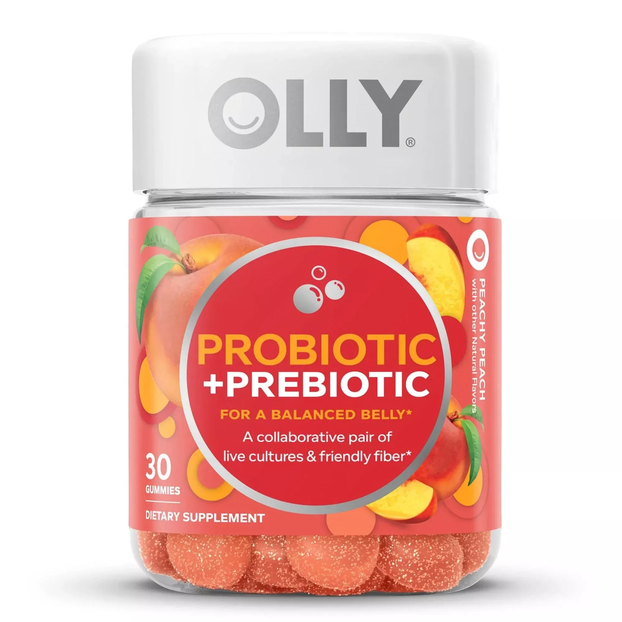 Prebiotic / Probiotic Dietary Supplement OLLY Probiotic + Prebiotic 30 per Bottle Gummy