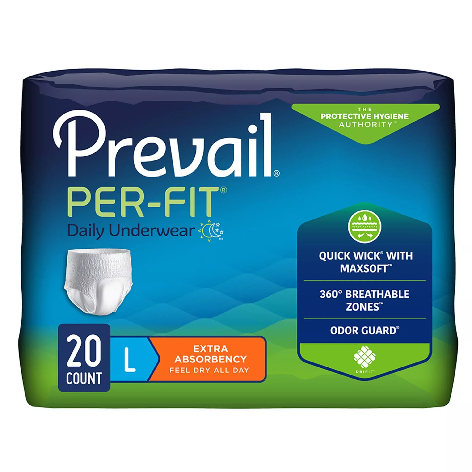 Prevail Per-Fit Daily Underwear, Large