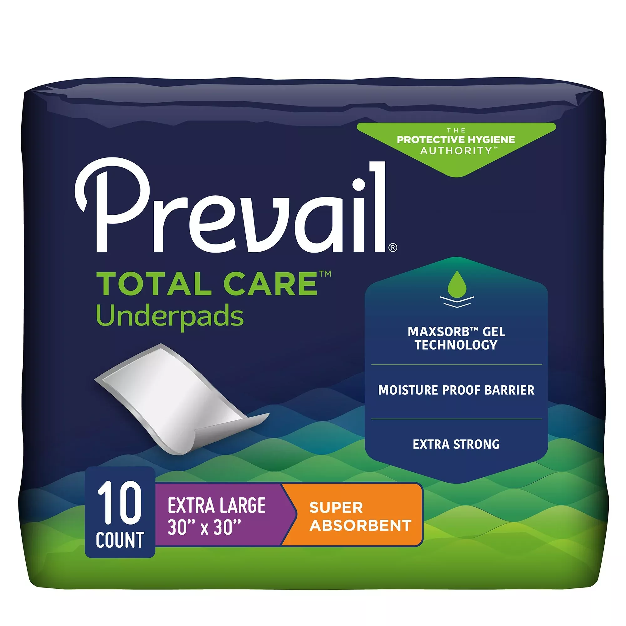 Prevail Total Care™ Super Absorbent Polymer Underpad, 30 x 30 Inch