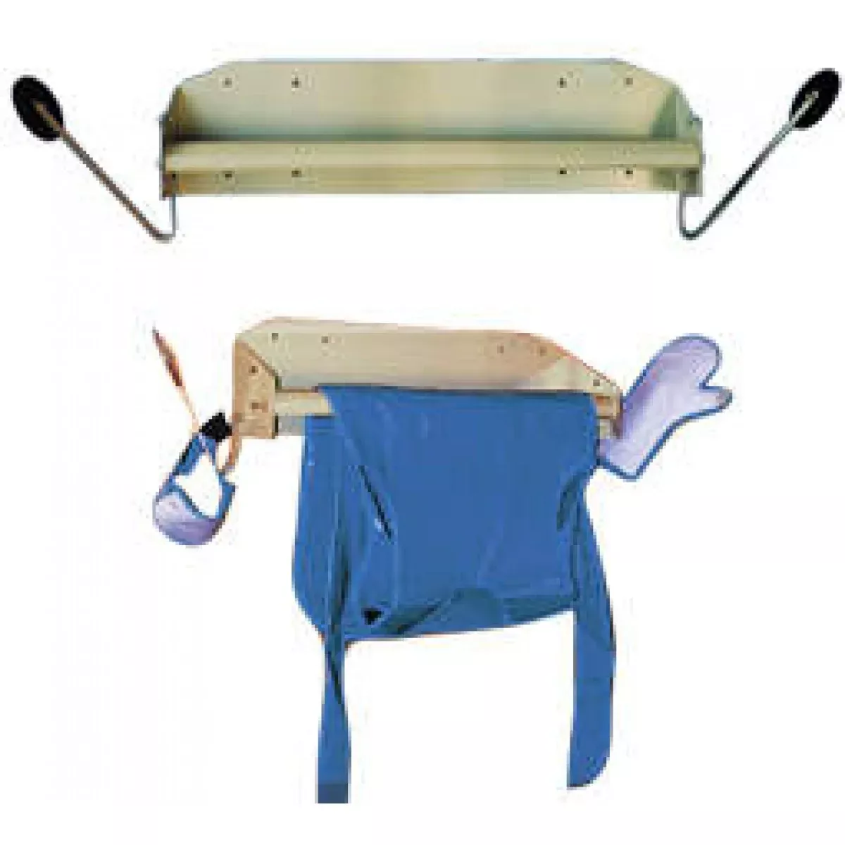 Protective Apparel Wall Rack 2 Arm 30" Bar Almond Steel - 1 Each