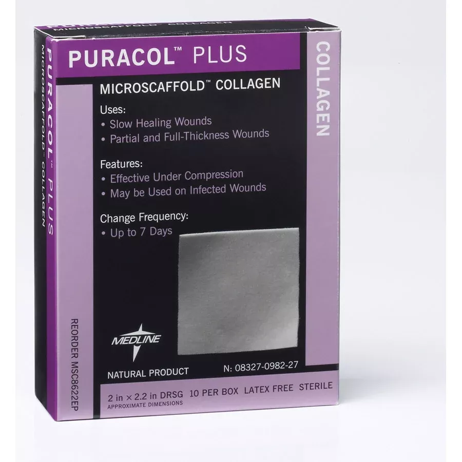 Puracol Plus Collagen Wound Dressings 2" x 2". 1 EACH