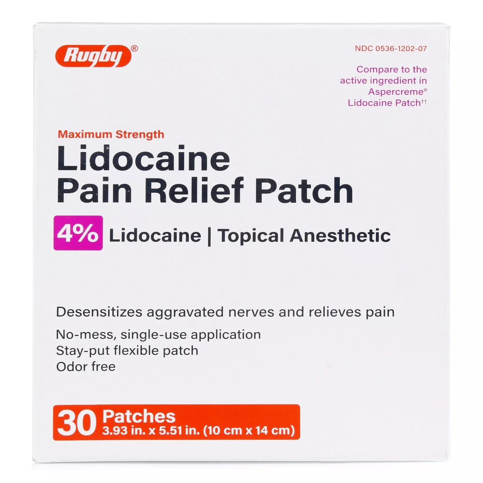 Rugby 4% Lidocaine Pain Relief Patch