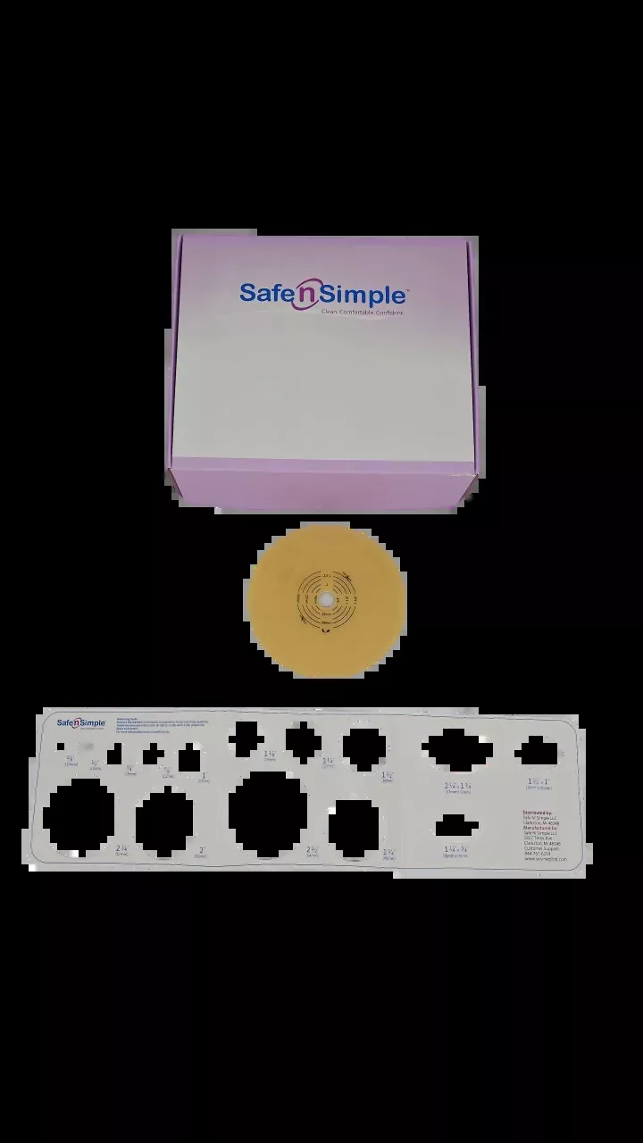 Safe N Simple 2-Piece Round Wafer Standard Wear Solid Hydrocolloid 70mm 2 3/4" Flange Cut to Fit (80 Count)