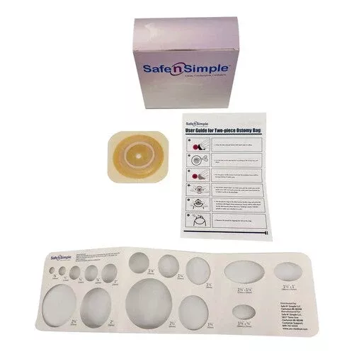 Safe N Simple 2-Piece Wafer Extended Wear with Solid Hydrocolloid 45mm 1 3/4" Flange Cut to Fit (40 Count)