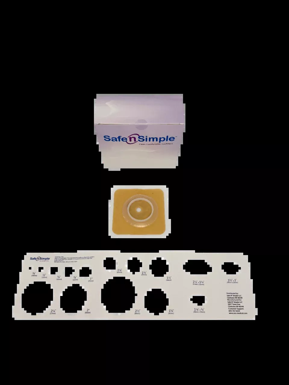 Safe N Simple 2-Piece Wafer Standard Wear Solid Hydrocolloid 45mm 1 3/4" Flange Cut to Fit (80 Count)