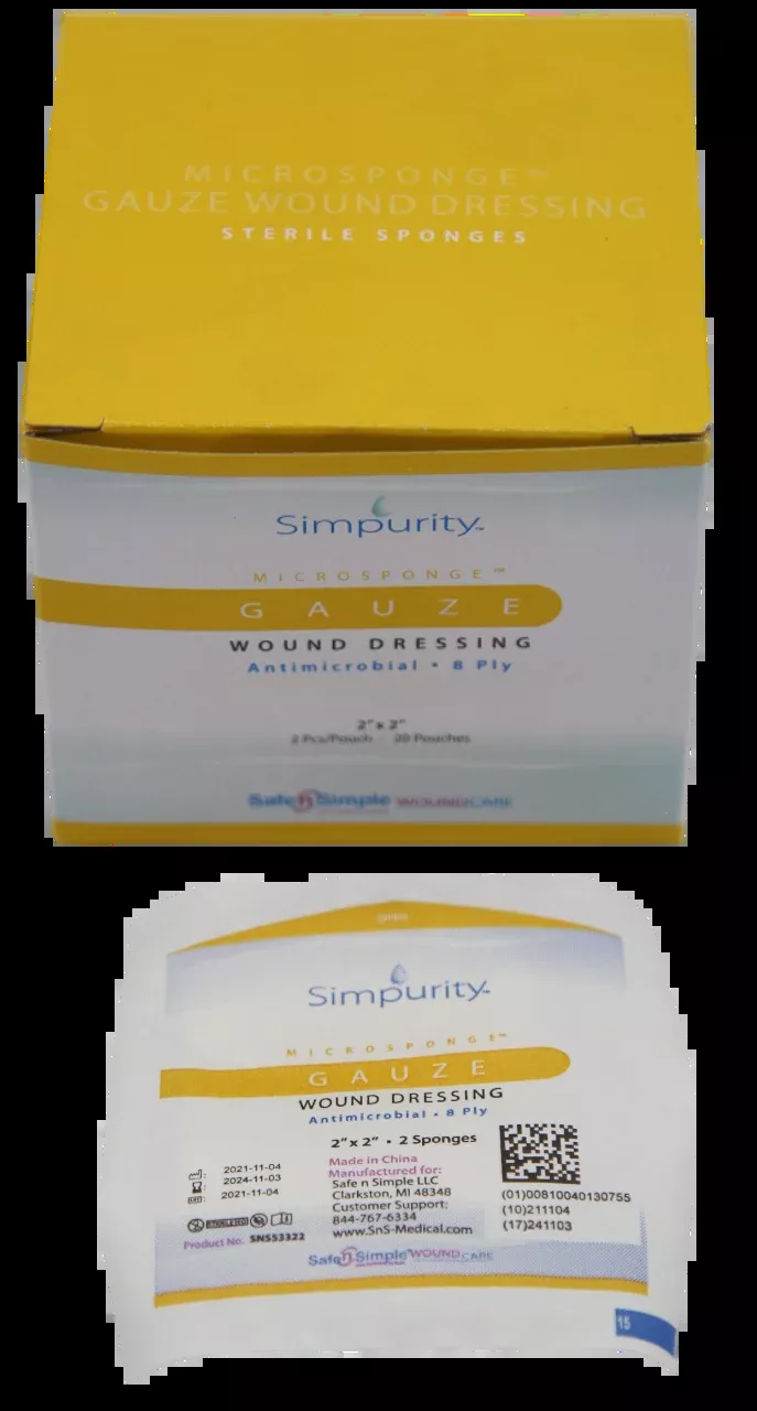 Safe N Simple Simpurity Antimicrobial Gauze Sponge (240 Count)