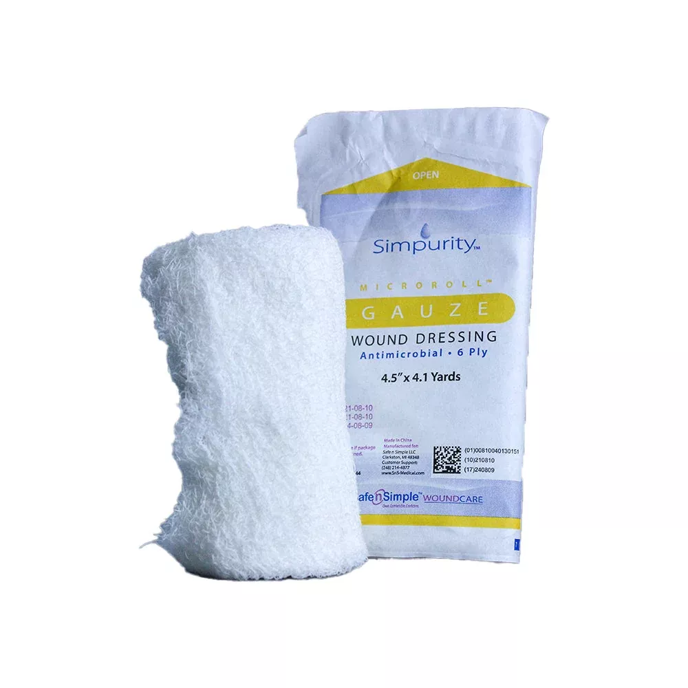 Safe N Simple Simpurity Antimicrobial Microroll Gauze Wound Dressing (100 Count)
