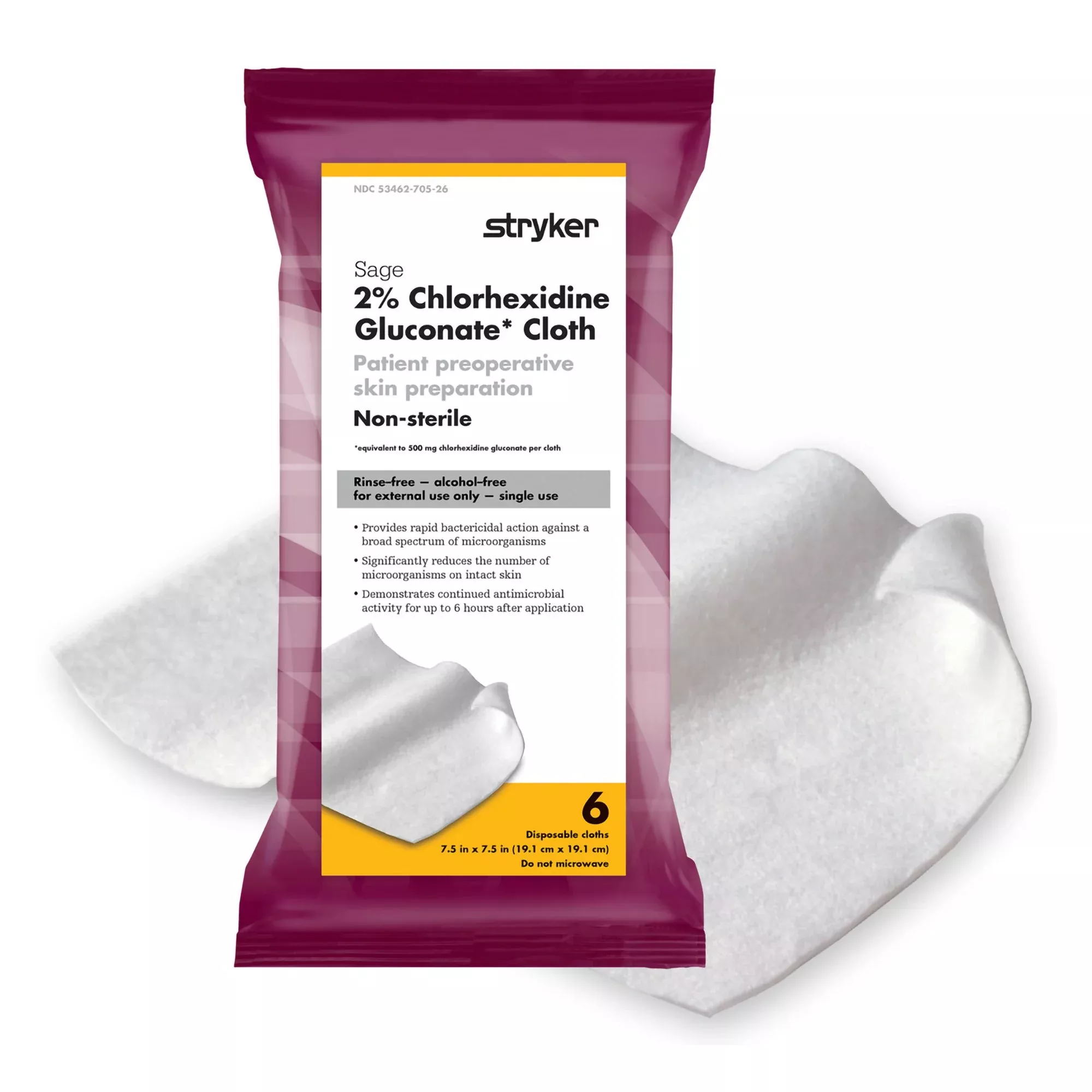Sage 2% CHG Preoperative Skin Prep Wipe, 7.5 x 7.5 Inch