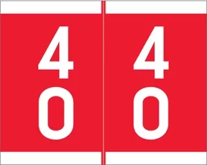 Sav-Tyme Compatible Dsfm Color Code Label Numeric "40-49" 1 1/5" X 1 3/16" Red Permanent 500 Per Roll