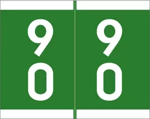 Sav-Tyme Compatible Dsfm Color Code Label Numeric "90-99" 1 1/5" X 1 3/16" Green Permanent 500 Per Roll