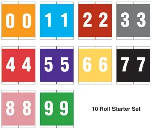 Sav-Tyme Compatible Nsfm Color Code Label Numeric 1 1/2" X 1 11/16" Assorted Colors Permanent 500 Per Roll, 10 Rolls Per Set