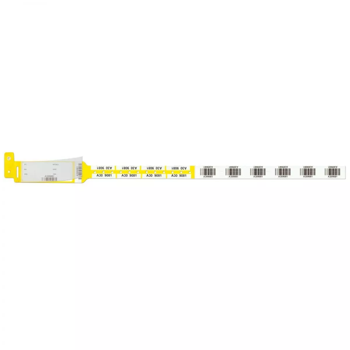 Securline Blood Wristband Poly Synthetic Hybrid, Barcode Tail With Alpha Numeric Labels On Band 3 1/4" X 11" Adult Yellow - 150 Bands Per Box