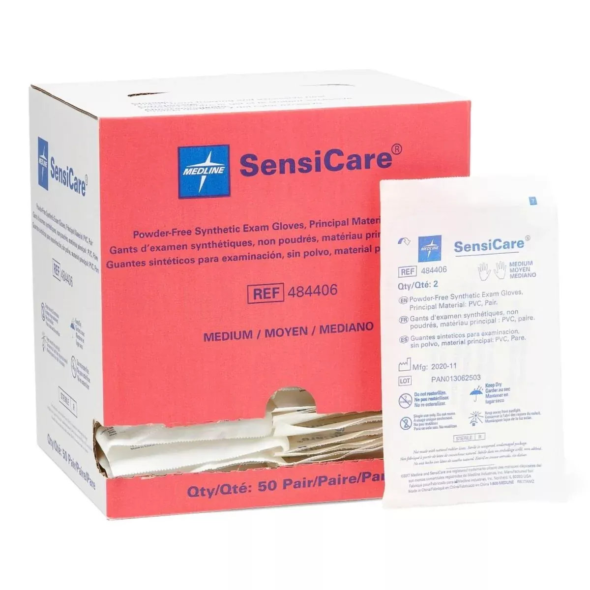 Sensicare Stretch Vinyl Standard Cuff Length Exam Gloves