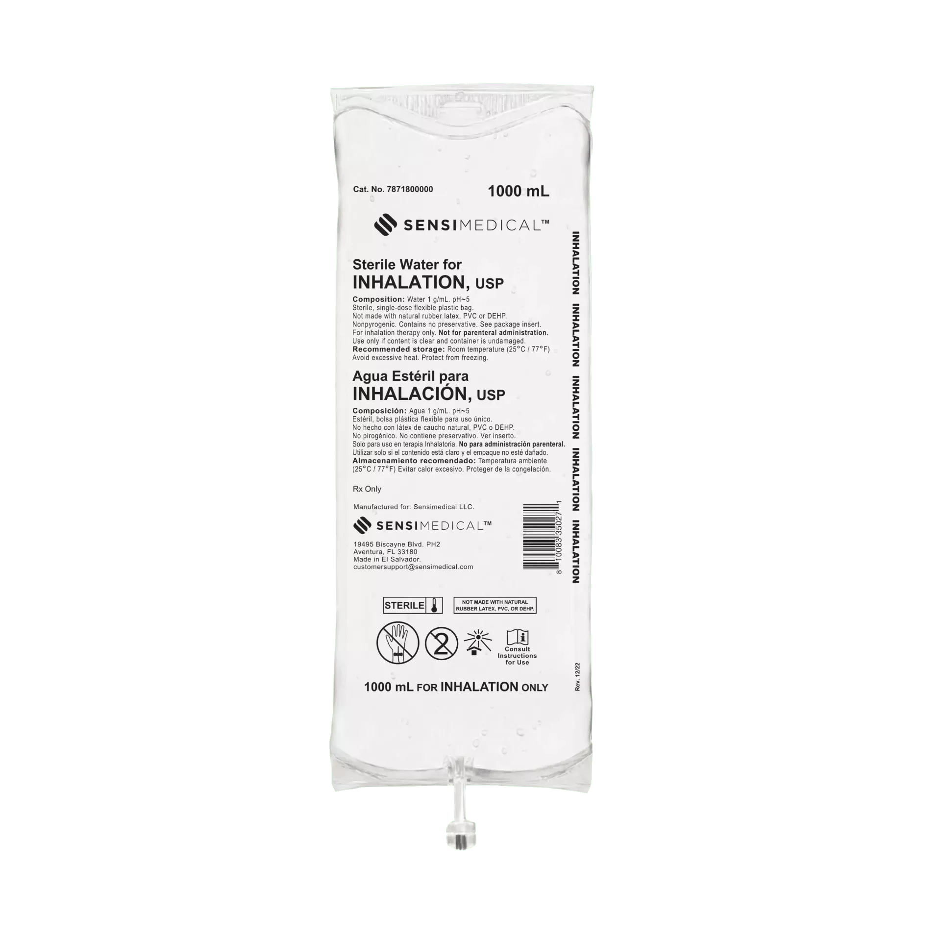 Sensimedical Sterile Water for Inhalation, USP - 1000 & 2000 mL
