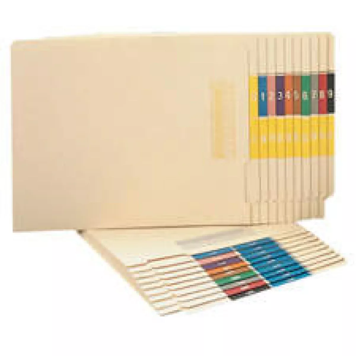 Smead Compatible End Tab Folder Fas# 1&3 11Pt Manila Color Coded 00-99, Aging Scale Printed On Front 12 1/4" X 9 1/2" 2Ply 100 Per Box