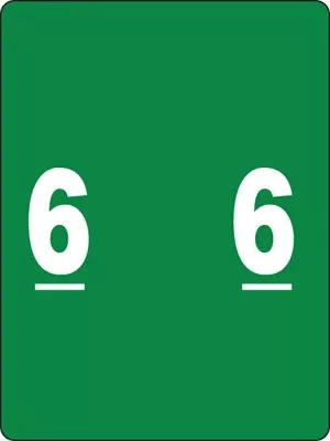 Smead Compatible Xlcc Color Code Label Numeric "6" 1 1/2" X 2" Green Permanent 500 Per Roll