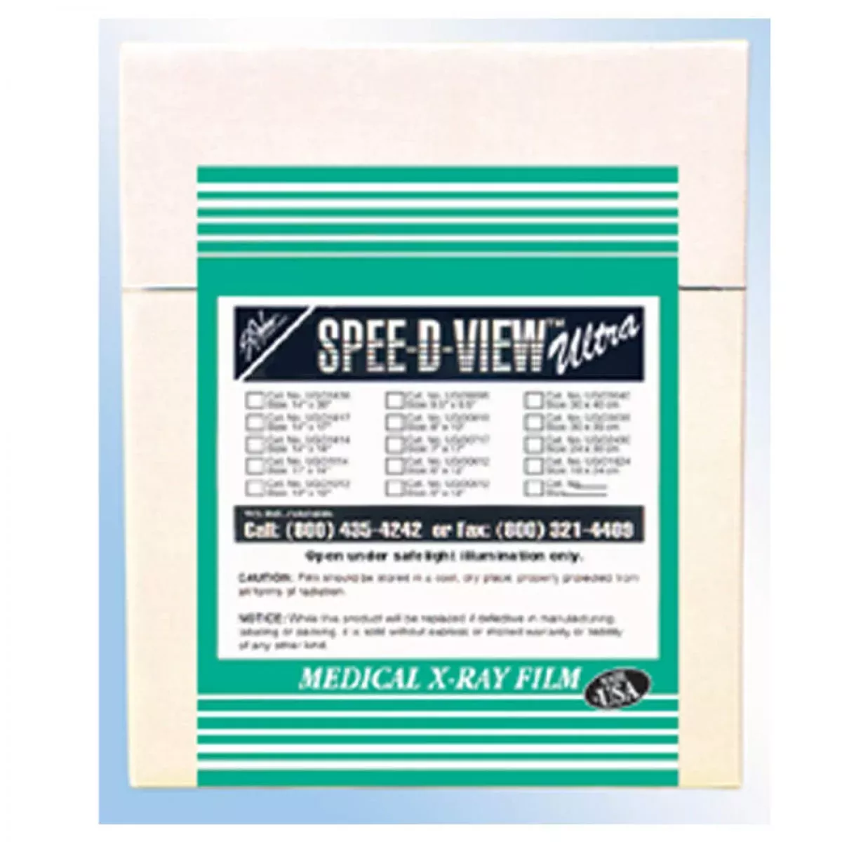 Spee-D-View X-Ray Film Ultra Blue Sensitive Half Speed 14"X17" 100 Per Box