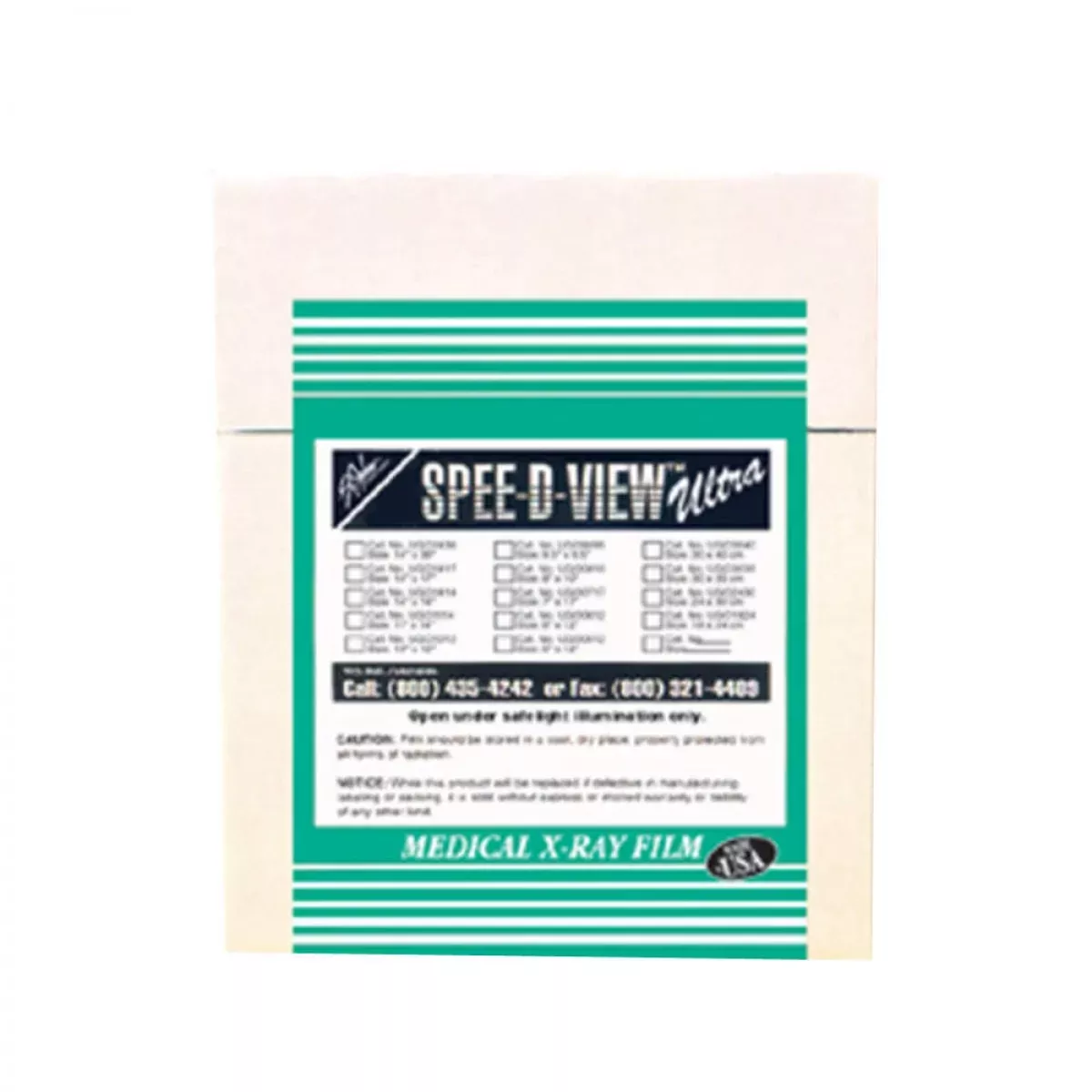Spee-D-View X-Ray Film Ultra Blue Sensitive Half Speed 8"X10" 100 Per Box