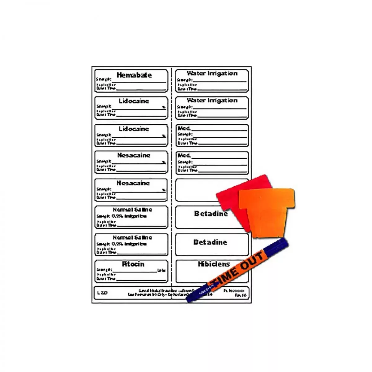Sterile Label Kit Includes 16 Labels, Flags, Dual-Tip Sterile Marker, Time-Out Reminder And Ruler (Permanent) 2 1 7/8" X 9/16" White - 50 Per Case
