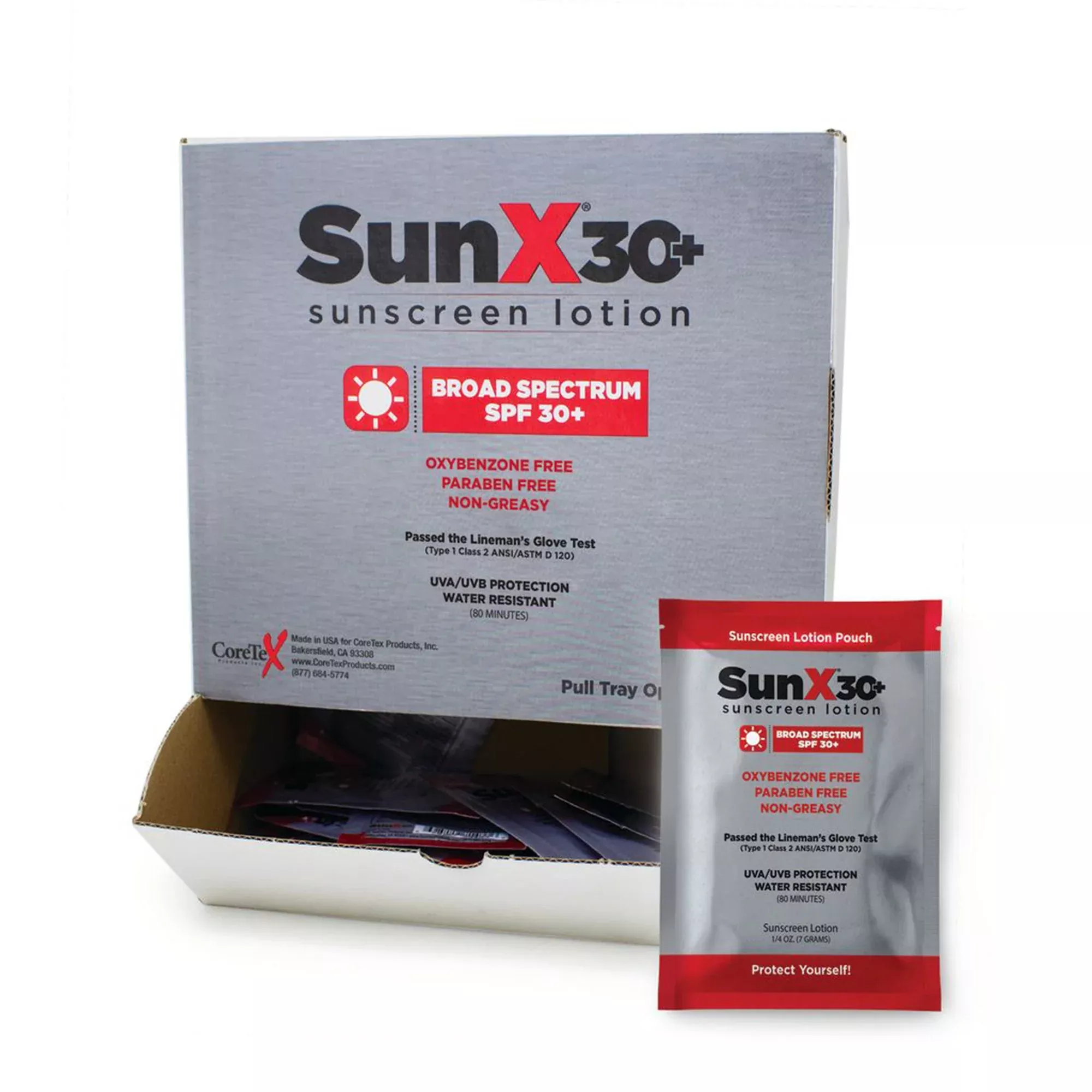 SunX SPF 30+ Sunscreen with Dispenser Box, Individual Packet