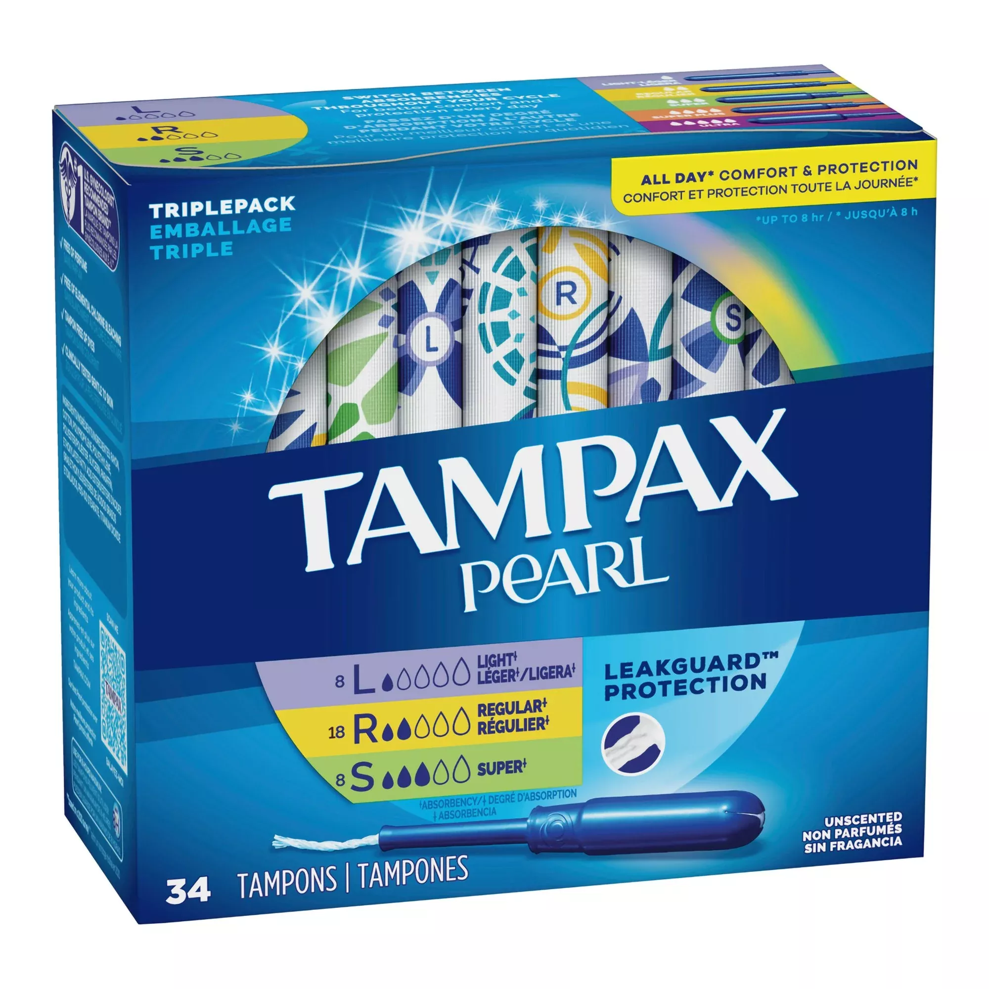 Tampax Pearl Tampons Triple Pack, 34 ct.