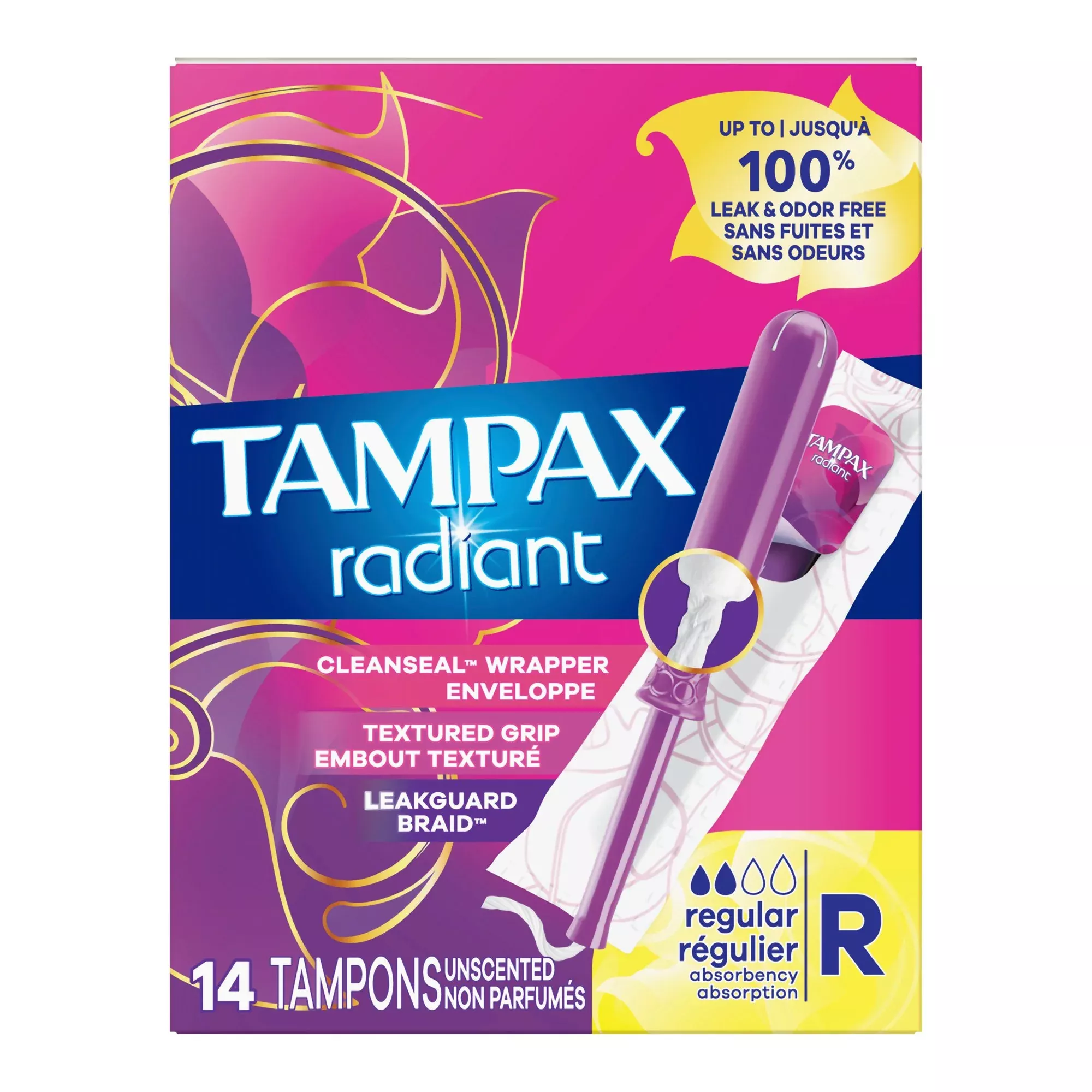 Tampax Radiant Tampons, Regular, 14 ct.