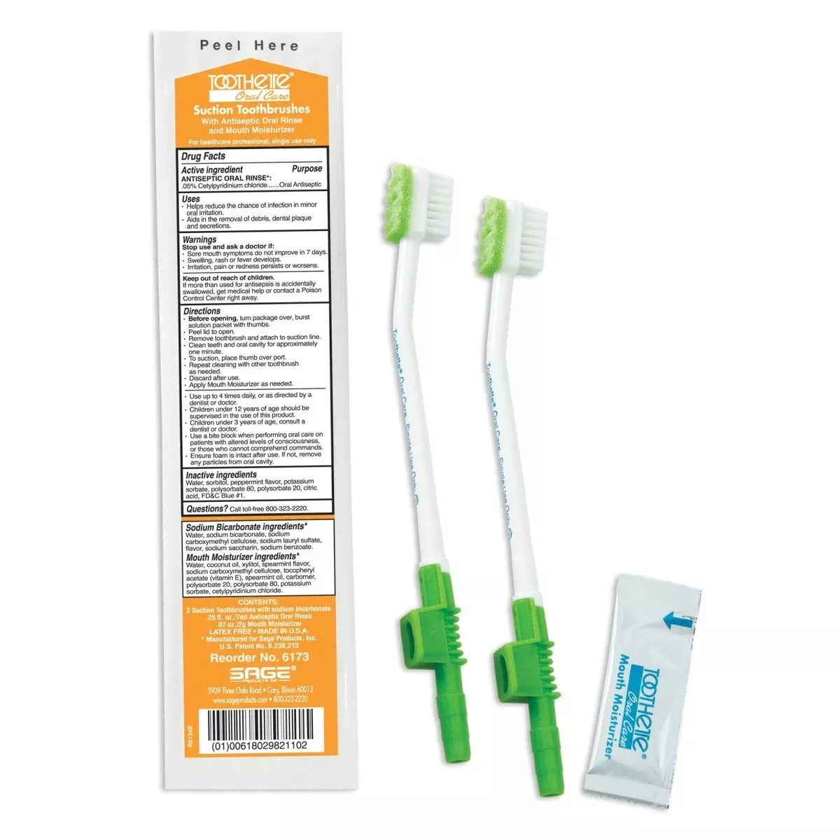 Toothette Suction Toothbrush Kit With Oral Rinse