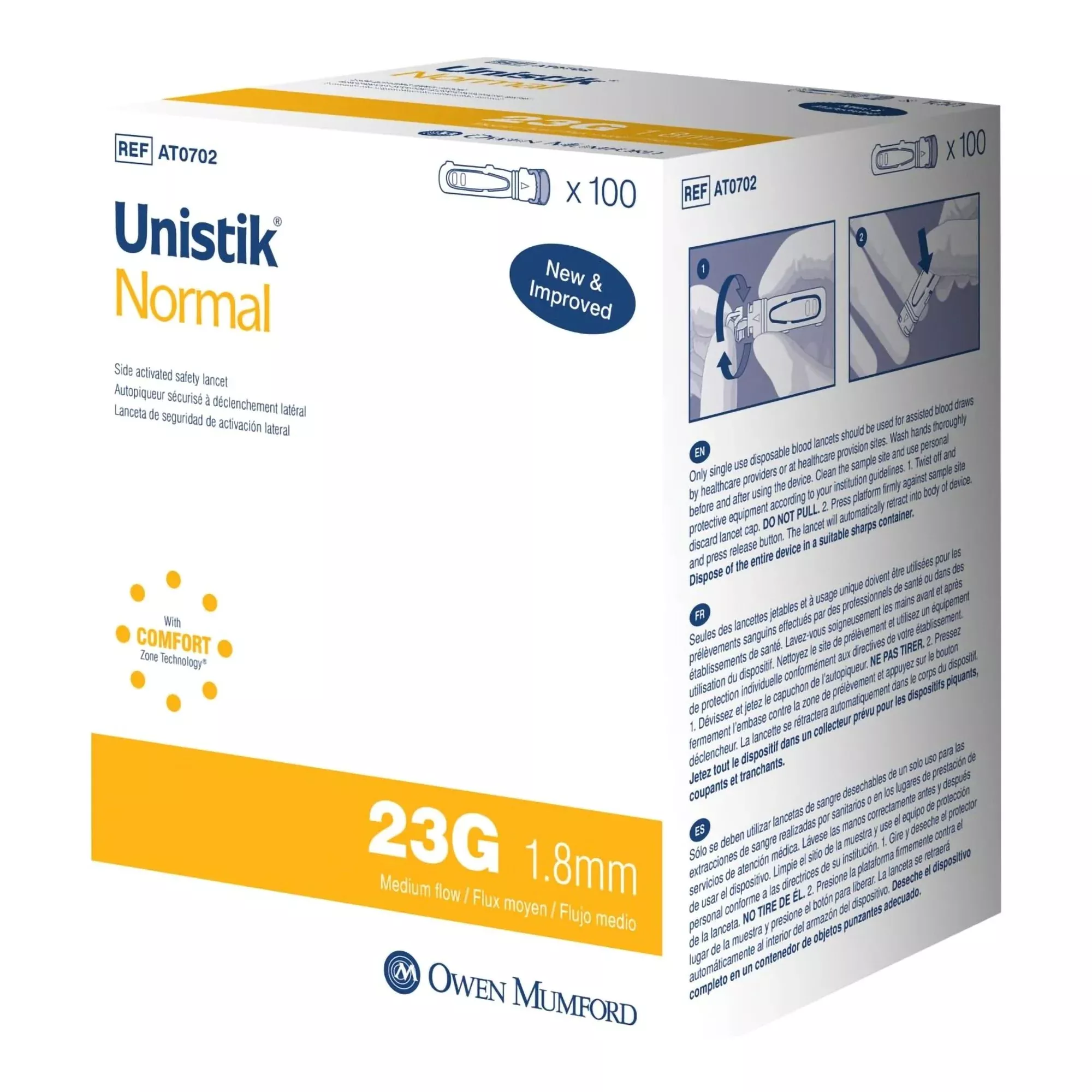 Unistik Normal Flow Lancet, 23 Gauge