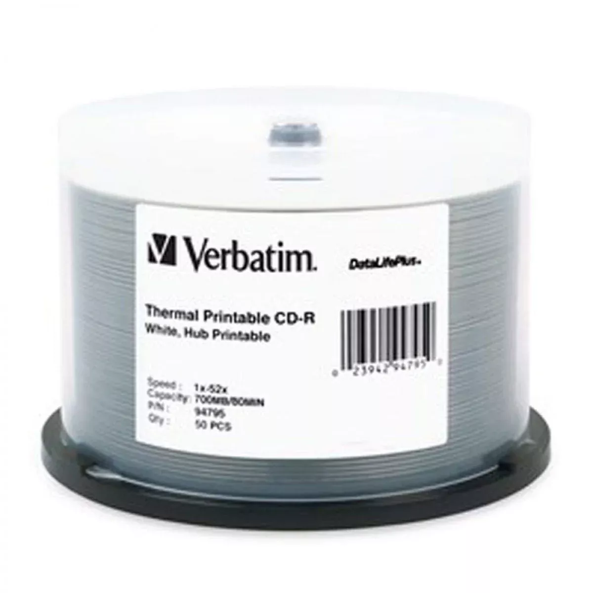 Verbatim Cd-R 80Min, 52Xthermal Hub White 700Mb 50 Per Pack