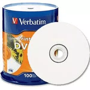 Verbatim Dvd 120Min 16X Inkjet White 4.7Gb 100 Per Pack