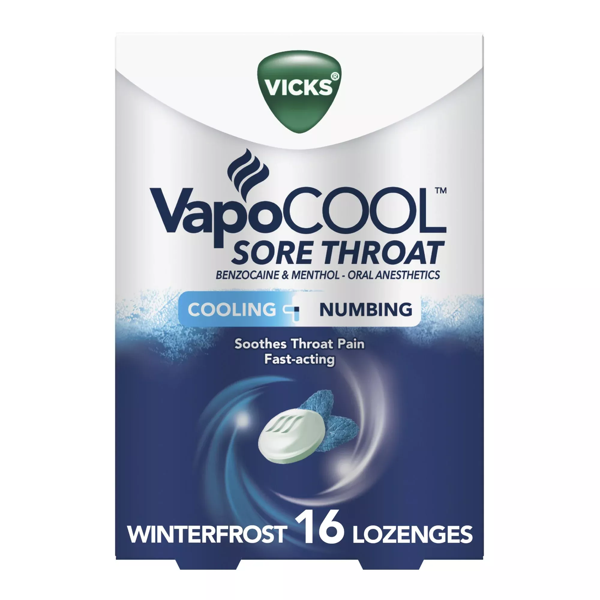 Vicks VapoCool Sore Throat Lozenges Winterfrost
