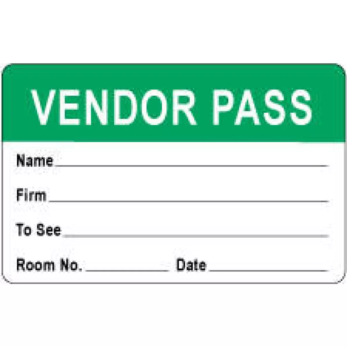 Visitor Pass Label Paper Removable Representative Pass 1" Core 2 3/4 " X 1 3/4" Light Green 1000 Per Roll