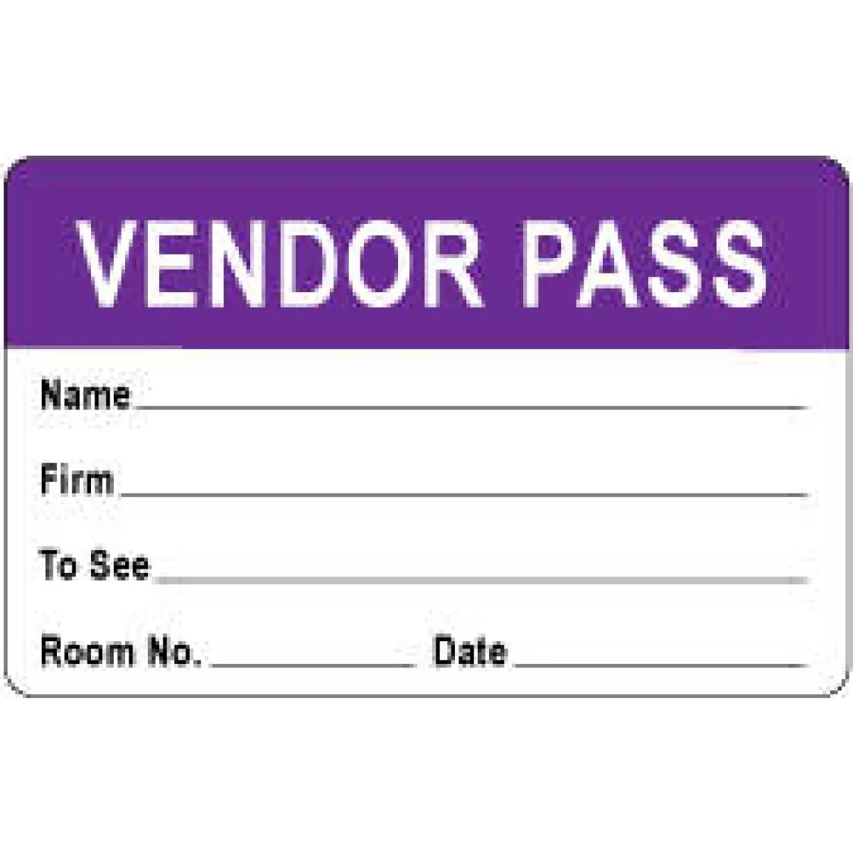 Visitor Pass Label Paper Removable Representative Pass 1" Core 2 3/4 " X 1 3/4" Purple 1000 Per Roll