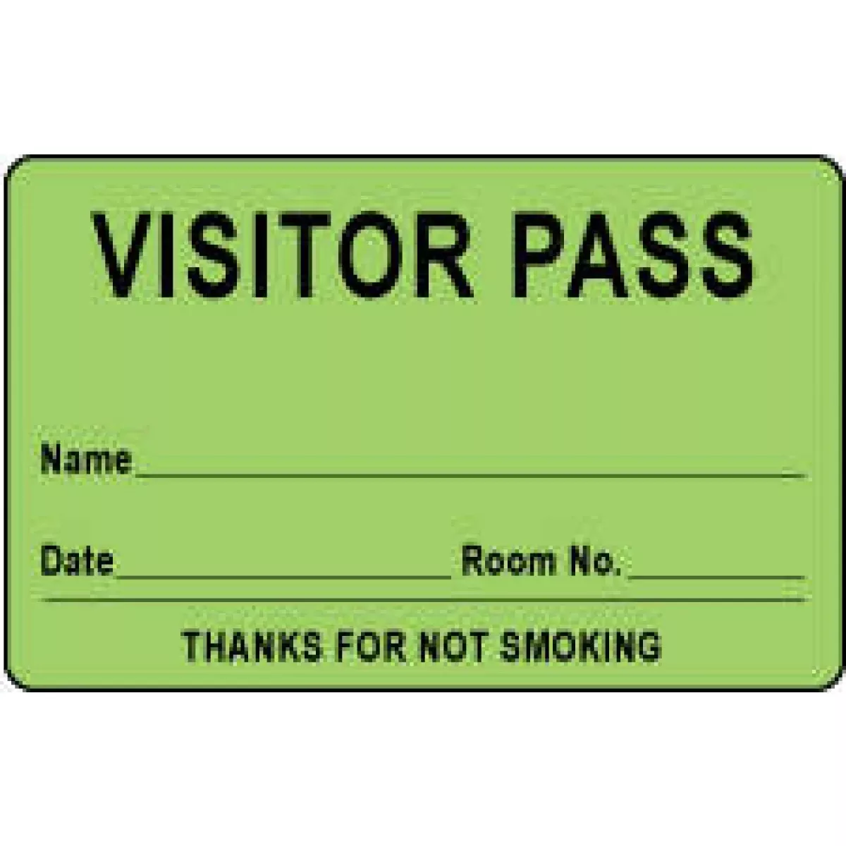 Visitor Pass Label Paper Removable Visitor Pass Name 1 1/2" Core 2 3/4 " X 1 3/4" Fl. Green 1000 Per Roll
