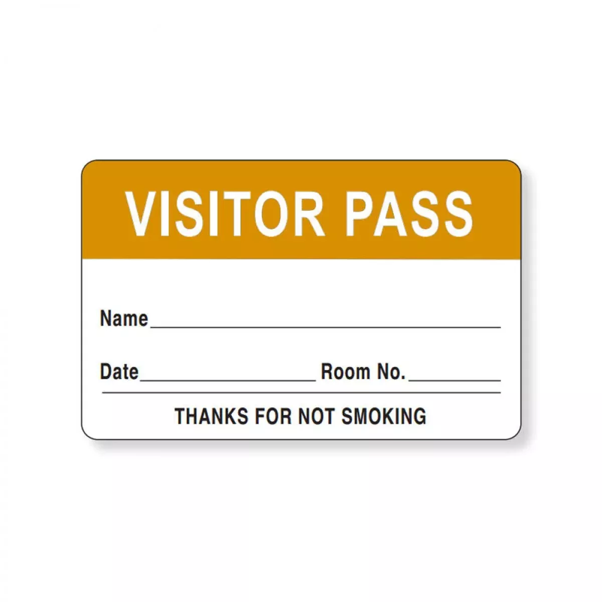 Visitor Pass Label Paper Removable Visitor Pass Name 1 1/2" Core 2 3/4 " X 1 3/4" Orange 1000 Per Roll