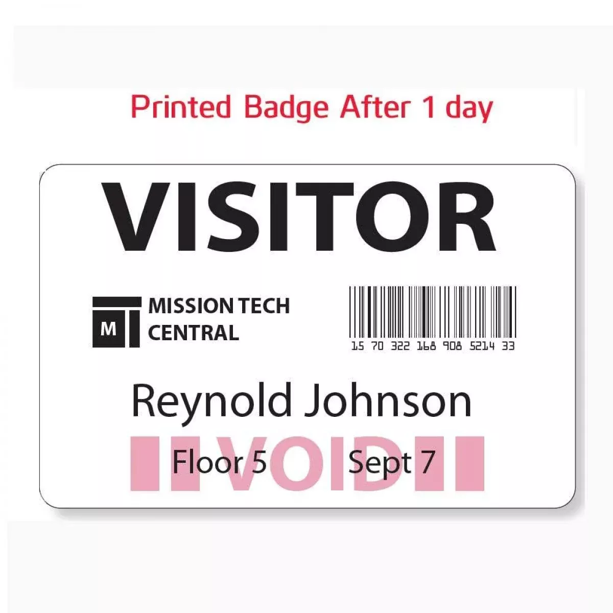 Visitor Pass Label Self-Expiring Direct Thermal Synthetic Removable Visitor 2 7/8" X 1 7/8" White - 1000 Per Package