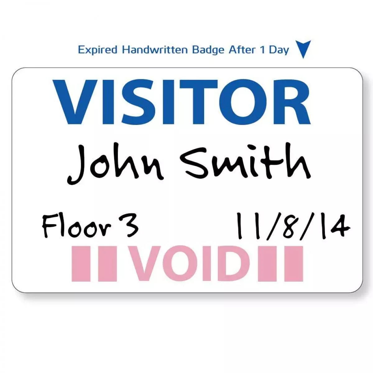 Visitor Pass Label Self-Expiring Synthetic Removable Visitor 2 7/8" X 1 7/8" White - 500 Per Package