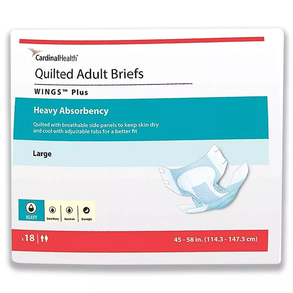 Wings PLUS Quilted Adult Briefs, Heavy Absorbency - S-XL