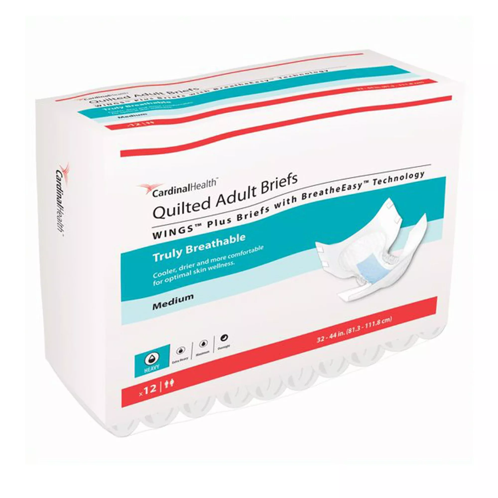 Wings™ Quilted Plus with BreatheEasy™ Technology Incontinence Brief, Medium
