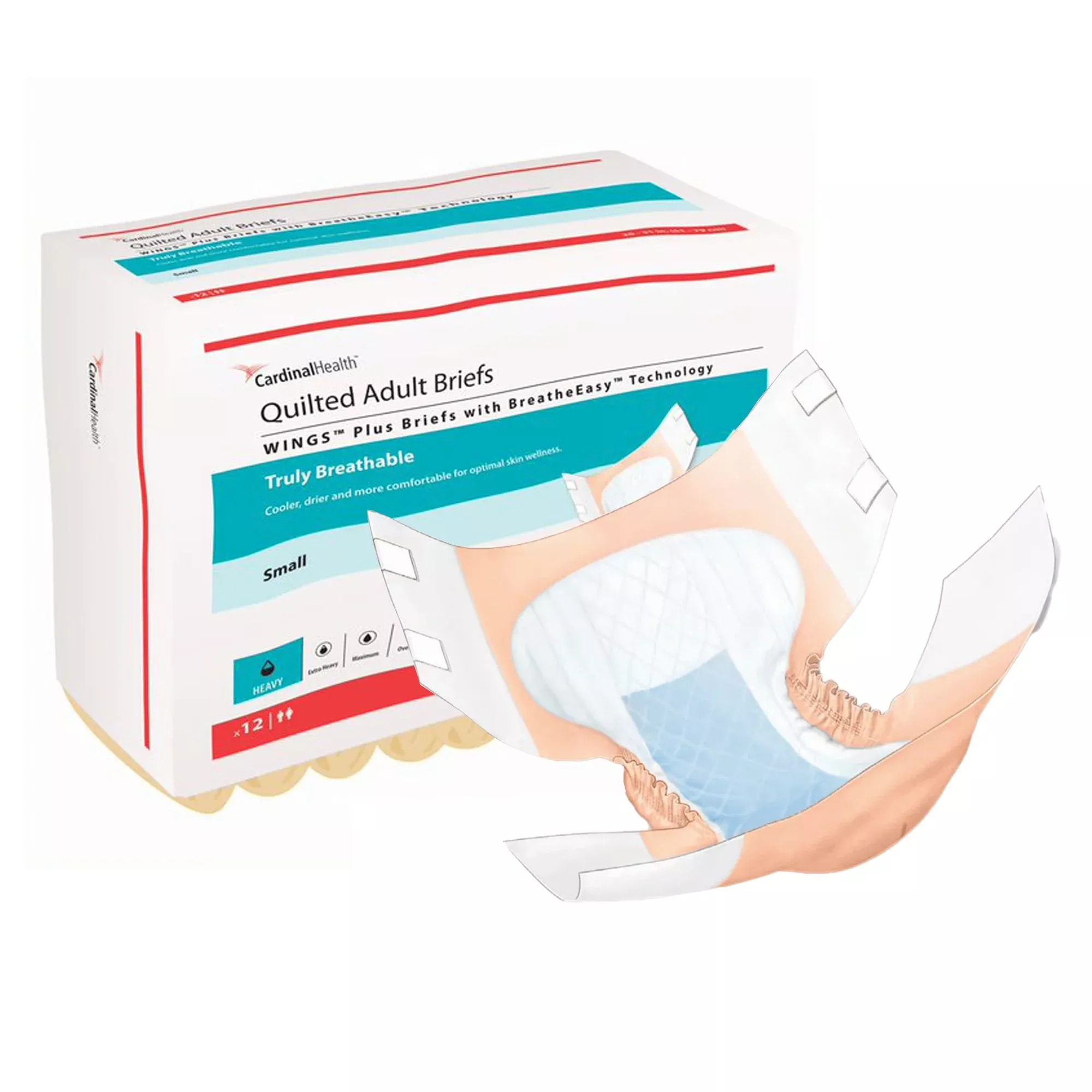 Wings™ Quilted Plus with BreatheEasy™ Technology Incontinence Brief, Small